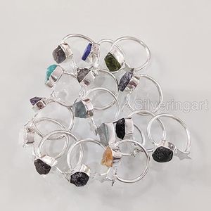 Rough <b>Stone</b> Jewelry Women's <b>Ring</b> Natural Amethyst Moonstone Labradorite Gemstone Statement Jewelry 925 Sterling <b>Silver</b> <b>Ring</b> - Product Image 4