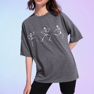 T-shirts à manches courtes pour femmes en coton lourd tricoté de haute qualité, col rond, streetwear décontracté, couleur personnalisée, impression en maille, respectueux de l'environnement - Product Image 5