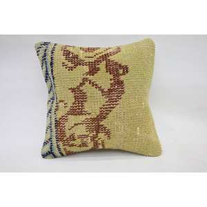 Premium Beige Kantha <b>Patchwork</b> Wool Pillow 12x12 Inch Luxury Vintage Woven Pattern Portable <b>Bedding</b> Fluffy Square Ring Features - Product Image 1