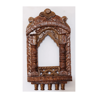 Sculpture en bois faite à la main cadre Jharokha Tenture murale indienne traditionnelle Accent décoratif pour les intérieurs de temple et de bureau à la maison