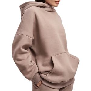 เสื้อฮู้ดฮิปฮอปผู้หญิงสำหรับฤดูหนาว สไตล์ลำลอง ปักลายโลโก้ 3 มิติ ด้านหน้า ทรงหลวม ไหล่ตก แบบสวมหัว ผ้าถัก - Product Image 1