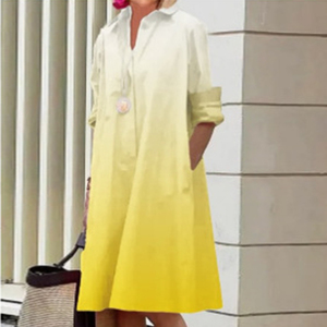 منتج خريفي أنيق وعصري جديد رقصة البولكا دوت ، فستان متوسط الطول بأكمام طويلة وياقة - Product Image 1