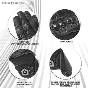 Gants de moto de course sportifs en peau de mouton véritable, respirants, à écran tactile, avec fermeture éclair sur toute la longueur des doigts, vente en gros - Product Image 4