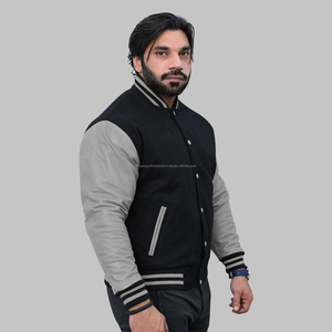 Veste letterman noir et blanc Varsity en cuir de laine vestes universitaires personnalisées - Product Image 6