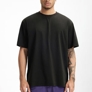 Venta al por mayor de los hombres 100% de algodón de punto Formal de gran tamaño Camiseta con cuello acanalado hombro caído diseño en blanco - Product Image 3