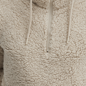 Sudadera con capucha de lana Sherpa personalizada más vendida, bolsillo de canguro 1/4, cremallera bordada, lana Polar de invierno 100%, algodón teñido liso - Product Image 4