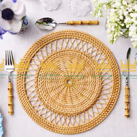 Napperon en rotin naturel tissé à la main Chargeur Vaisselle vintage élégante pour les mariages et les occasions spéciales
