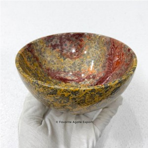 Cuenco de Jaspe con Diseño de Piel de Leopardo de 6 Pulgadas, Hecho a Mano, Cristal Natural, Artesanía, Piedra Curativa, Tallado y Pulido, para Decoración - Product Image 1