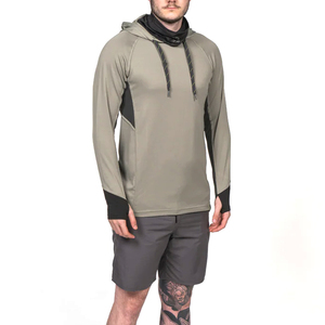 Sudadera con capucha protectora de pesca de talla grande de tela impermeable transpirable de secado rápido de manga larga de poliéster 100% personalizada al por mayor - Product Image 6