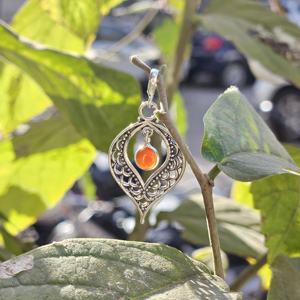 Colgante y Dijes Infantiles de Plata de Ley 925 Oxidada, Estilo Religioso, Filigrana, Cornalina, Calidad Extrema, para Todas las Ocasiones - Product Image 1