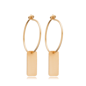 Rectangle Charm Design 20 mm <b>Hoop</b> <b>Earrings</b> Wholesale Turkish Handcrafted 925 <b>Sterling</b> <b>Silver</b> Fine Jewelry - Product Image 6