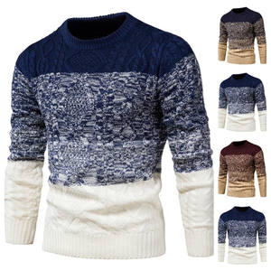 Pull-over à col rond pour hommes, tricots d'hiver tricotés avec LOGO personnalisé, pull-over pour femmes de grande taille, vente en gros sur mesure - Product Image 6