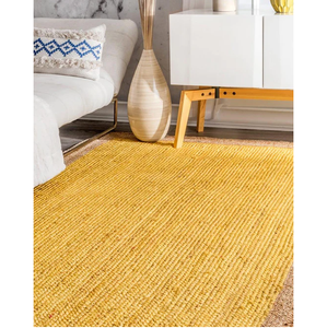 Tapis de Jute fait main ethnique jaune tapis lavable pour salon chambre couloir chambre hôtel bureau prix de gros - Product Image 1