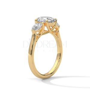 Anillo de diamante solitario de compromiso de plata de ley 2,90 diamante cultivado Leb de corte ovalado y pera de 925 CT de moda personalizado para mujer - Product Image 4