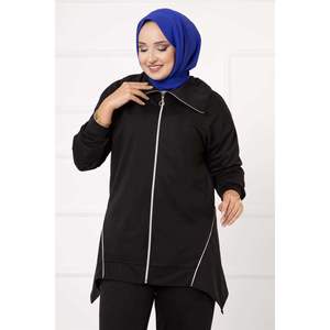 Black 2-Piece Sports Set-<b>Modest</b> <b>Sportswear</b> with Double Thread Piping - Product Image 4