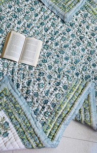 Couverture en coton réversible, fabriquée à la main à Jaipur, matelassée, imprimée à la main, patchwork - Product Image 2