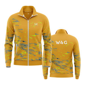 แจ็กเก็ตคอตั้งสำหรับผู้ชายผ้าโพลีเอสเตอร์100% งานตามสั่งปักแนวไฮสตรีทสไตล์ทางการมีซิปหน้าแบบหลวมสำหรับฤดูใบไม้ผลิ - Product Image 1