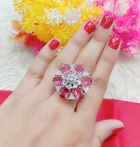 เครื่องประดับเพชร CZ ลายดอกไม้หลายสีและเพชร CZ อเมริกันเครื่องประดับออกแบบใหม่สำหรับผู้หญิงเครื่องประดับผลิตภัณฑ์จำนวนมากปรับแต่งได้ - Product Image 3