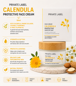 Crema Facial de Caléndula de Marca Privada 50ml OEM |   Crema Calmante para Piel Sensible |   Hidratante y Protector |   España UE - Product Image 2