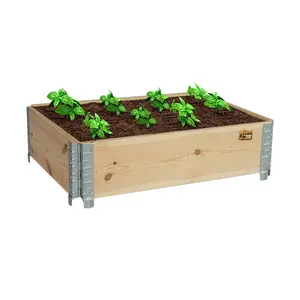 صندوق نباتي للحديقة بإطار سور خشبي بمعايير أوروبية مضادة للتآكل، سرير لزراعة الزهور في الفناء وفي الهواء الطلق
