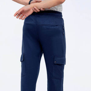 Jogging de haute qualité en tissu éponge bleu, coupe régulière pour hommes, respirant, élastique, pantalon pour hommes, droit, rayé incurvé - Product Image 5