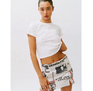 เสื้อยืดคอตตอนซัก100% สำหรับผู้หญิงเสื้อยืดโอเวอร์ไซส์ลายกรดซักแบบเรียบสำหรับฤดูร้อน - Product Image 3