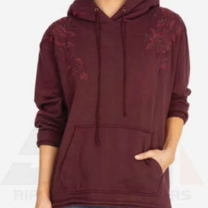 Sweat à capuche oversize pour femme, hiver, coupe décontractée, avec broderie florale écologique de qualité supérieure, poche kangourou et logo frontal - Product Image 6