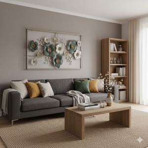 Vintage Metal Flower <b>Wall</b> Art Sculpture Circle Design <b>for</b> Living Room <b>Bedroom</b> Office Home Decor Powder Coated Hanging - Product Image 5