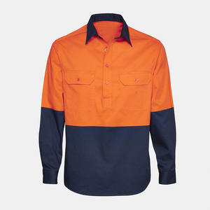 Camisa de Trabajo Unisex de Manga Larga con Media Botonadura para Mujer, 100% Algodón, Sarga, Alta Visibilidad, Antiestática, 2 Tonos de Color, Logotipo Personalizado - Product Image 5