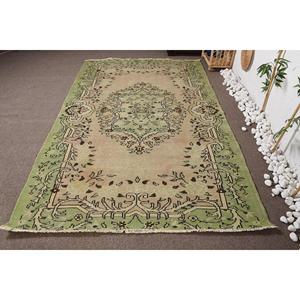 พรมตุรกีขนาด 5.4x8.6 ฟุต, พรม, พรมลายดอกไม้สีเขียวทำจากขนสัตว์ - Product Image 1