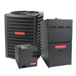 Caldera de Gas Goodman de 3 Toneladas, 14 SEER2, 80% AFUE, 80K BTU y Aire Acondicionado R32 - Flujo Ascendente - Product Image 1
