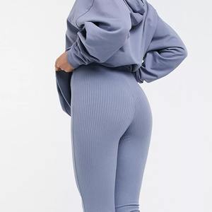 Conjunto de pantalones de chándal y Sudadera con capucha recortada para mujer, ropa de calle, chándales acampanados de dos piezas de cintura alta para mujer - Product Image 5