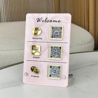 Soporte para Códigos QR de Acrílico Lavable Artful Cosmos, Altamente Atractivo, con Iluminación LED, Pantalla LCD, Fácil Montaje, Moderno y de Lujo