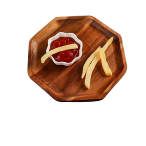 Assiette de service en bois au design moderne Feuille Finition marron durable Technique polie pour servir des collations Traite les fruits secs à la maison - Product Image 6