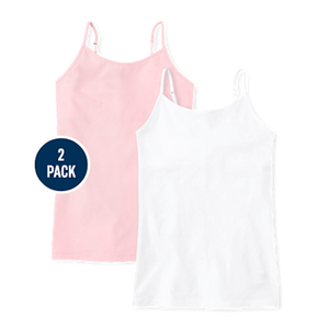 The Children's Place Camisoles roses pour filles, lot de 2, camisoles confortables, bretelles spaghetti réglables, 95% coton/5% élasthanne, pour un usage quotidien - Product Image 1
