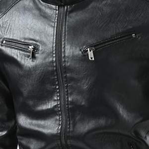 Chaqueta de Cuero de Oveja Genuina para Hombre, Chaqueta de Motociclista de Cuero, Color Negro, Chaqueta de Cuero para Hombre - Product Image 2