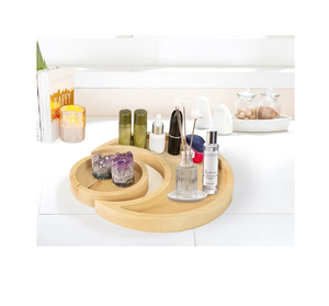 Plateau en bois en forme de demi-lune à prix avantageux, plateau en bois décoratif pour parfums et cosmétiques - Product Image 1