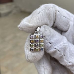 Ciondolo in Argento Sterling 925 con Gemme Naturali Multiple per Donne, Charm Religioso di <span class=keywords><strong>Shah</strong></span> Gems con Incastonatura a Castone - Product Image 3