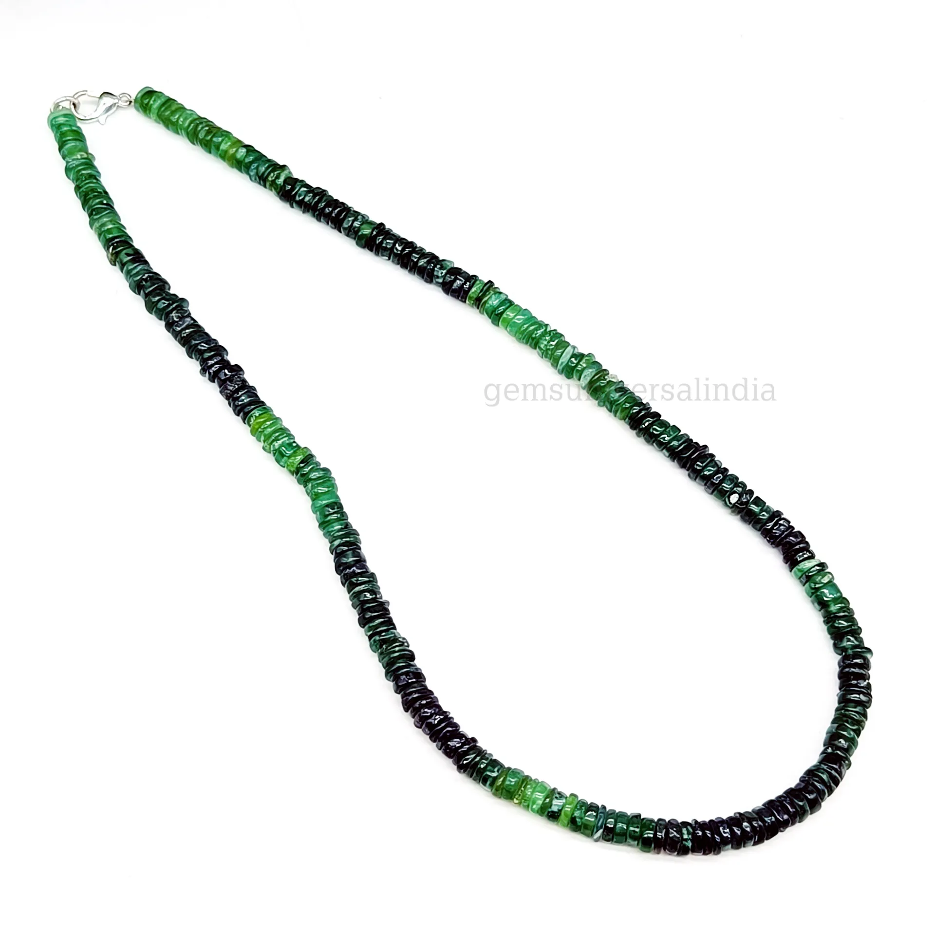 Collier de perles de pierres précieuses en forme de roue lisse en quartz vert fraise, collier de perles avec fermoir en argent sterling 925, perles de quartz