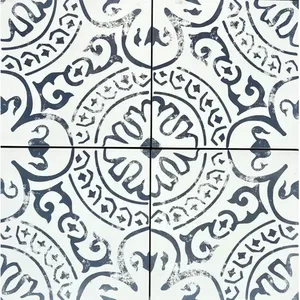 8x8ฟลอร่าสีฟ้าสีขาวกระเบื้องพื้นพอร์ซเลนและผนังกระเบื้องโดย squarefeet Depot tile - Product Image 1