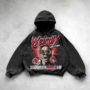 Sudadera con Capucha Glory Personalizada de Alta Calidad, Algodón Grueso, Color Negro, Hombros Caídos, con Logotipo Personalizado Impreso - Product Image 3