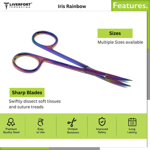 กรรไกรสเตนเลสแบบตัดได้ใหม่กรรไกรขนาดเล็ก4 "4.5" กรรไกรผ่าตัดโค้ง CVD สีรุ้ง CE - Product Image 3