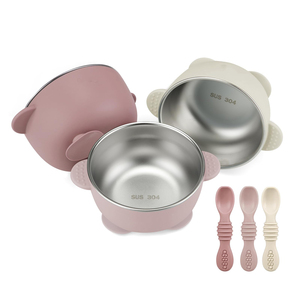 2025 in acciaio inox BPA Free Food paper ciotole Set Design diviso in Silicone rimovibile ventosa modello animale - Product Image 6