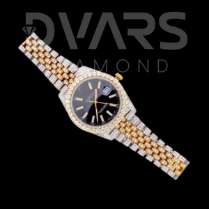 Montre mécanique ETA plaquée or rose de luxe, unisexe, sertie de moissanite VVS, affichage analogique, acier inoxydable, cadran en verre - Product Image 3