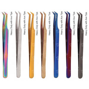 Pinzas de extensión de pestañas de acero inoxidable multicolor de alta resistencia Sharpinst Axe-Tips Recubrimiento de plasma Modelo - Product Image 1