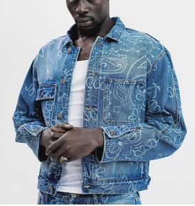 Vestes en jean pour hommes en gros, hiver, logo personnalisé, 100% coton, tendance - Product Image 3