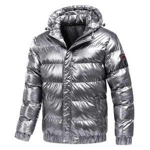 Wholesale Men's Casual Winter Jacket Cropped <b>Padded</b> Black Parka with Hood Stand Collar Thin Canvas Fabric Cotton <b>Coat</b> - Product Image 4