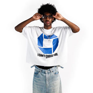 Camiseta de Alta Calidad 100% Algodón Grueso para Hombre, Estilo Urbano Personalizado, Cuello Grueso, Corte Holgado, Diseño Gráfico Tejido DTG - Product Image 4