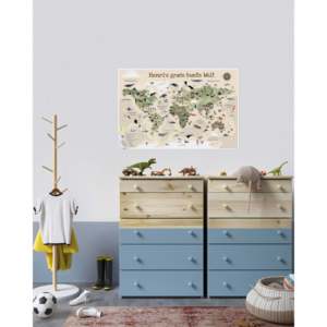 Mapa del Mundo Personalizado para Niños en Color Beige de 60 x 40 cm - Product Image 4