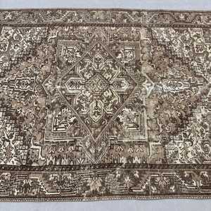 Grand tapis turc vintage 6,8x9,3 pieds, tapis oriental brun en laine - Product Image 3